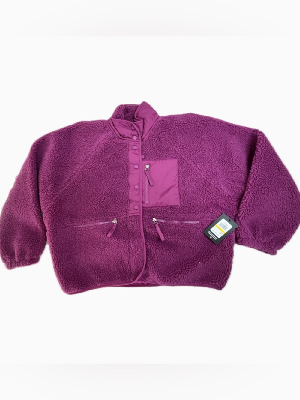 Andrew Marc Plush Sherpa Jacket in Vibrant Purple - Picture 3 of 12